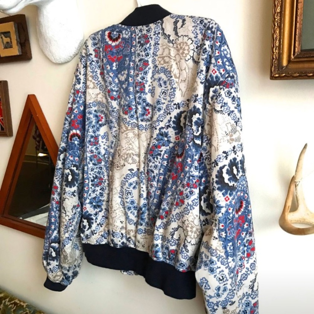 Free People Printed Bomber Jacket In Blue